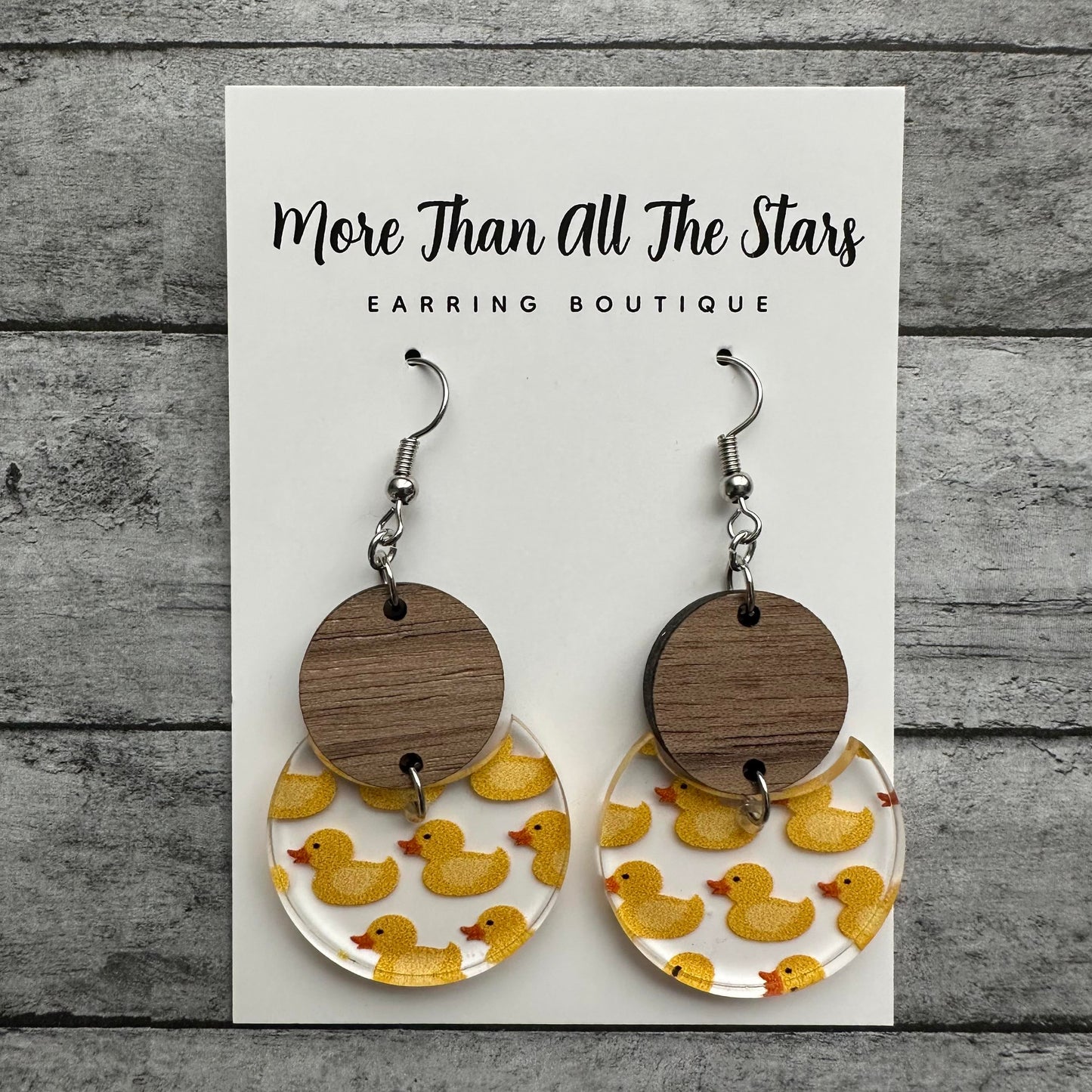 Rubber Ducky Crescent Circle Earrings