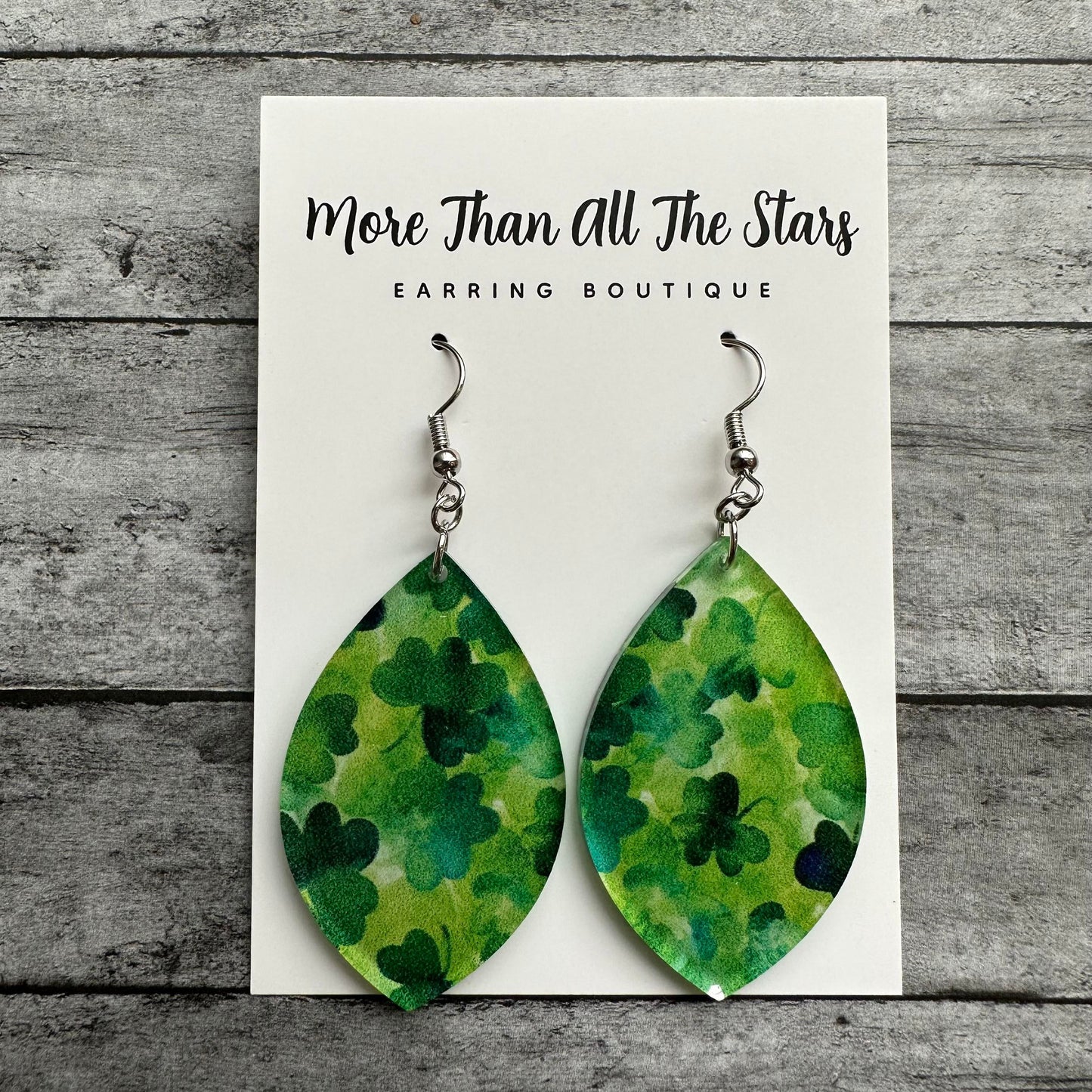St. Patrick's Day Watercolor Shamrock Petal Earrings