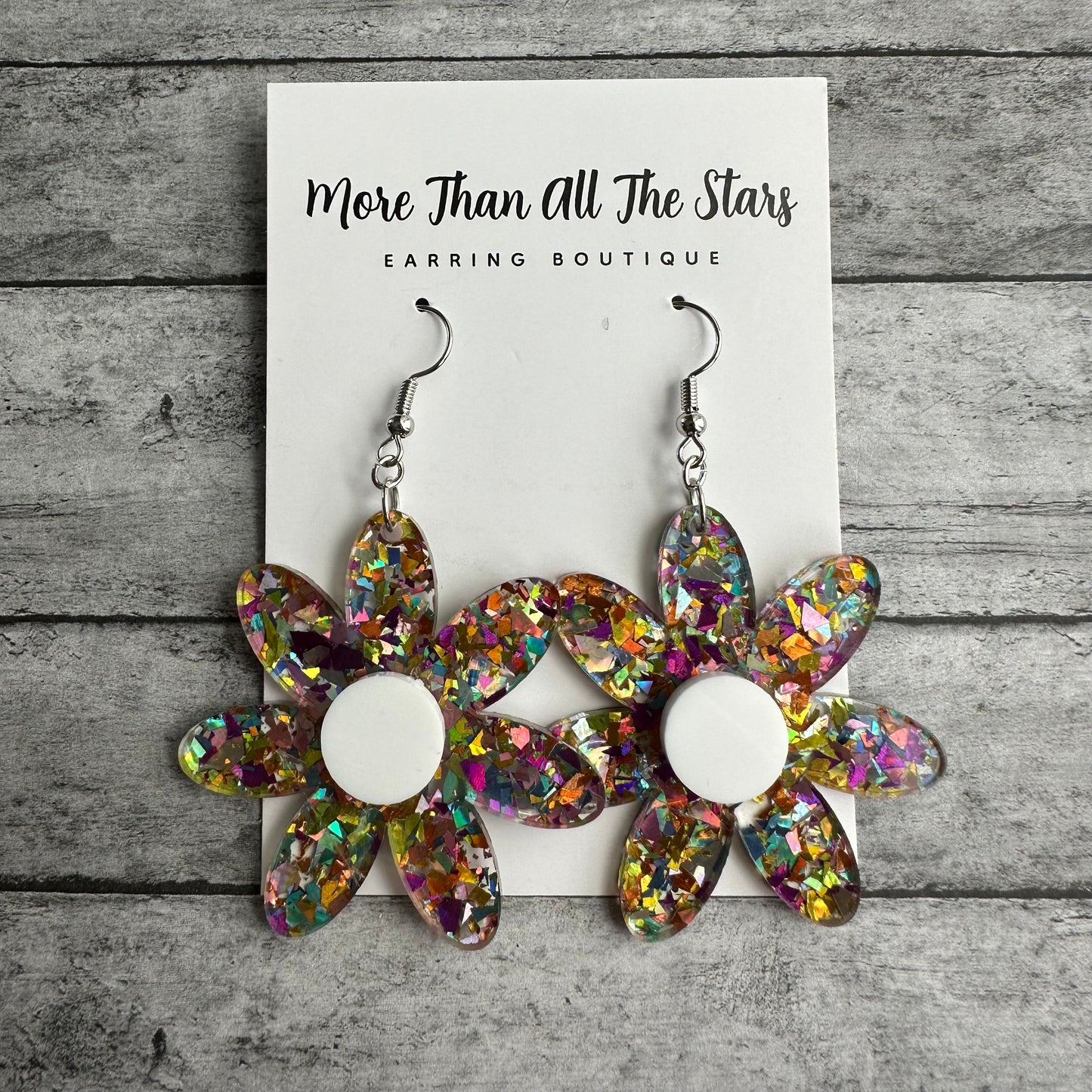 Chunky Glitter Flower Earrings