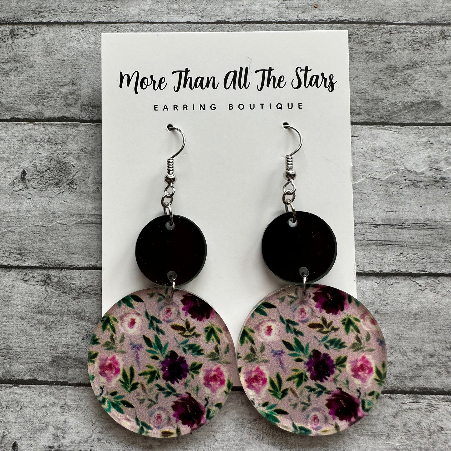 Purple Floral Circles Earrings