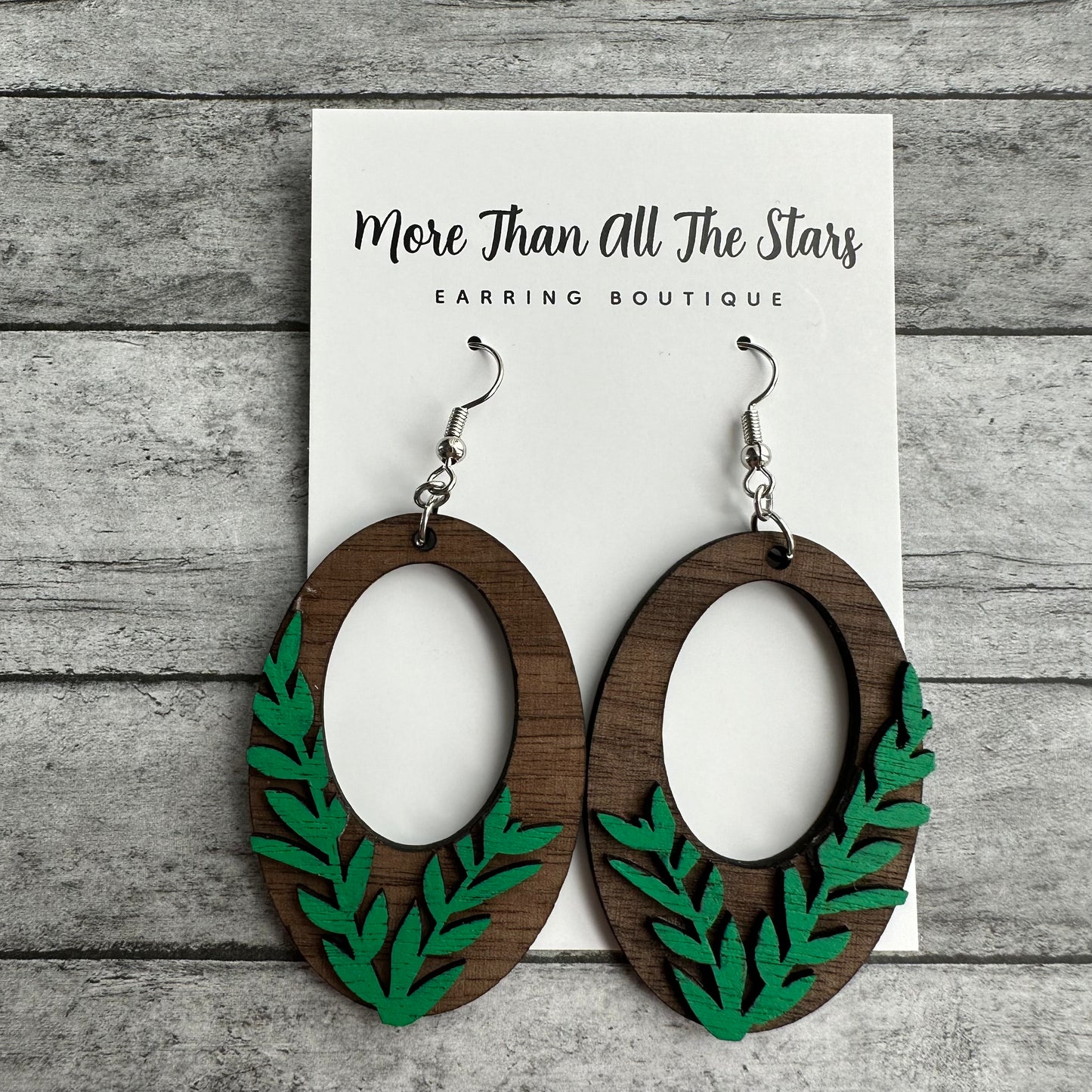 Dimensional Magnolia Vine Open Oval Earrings