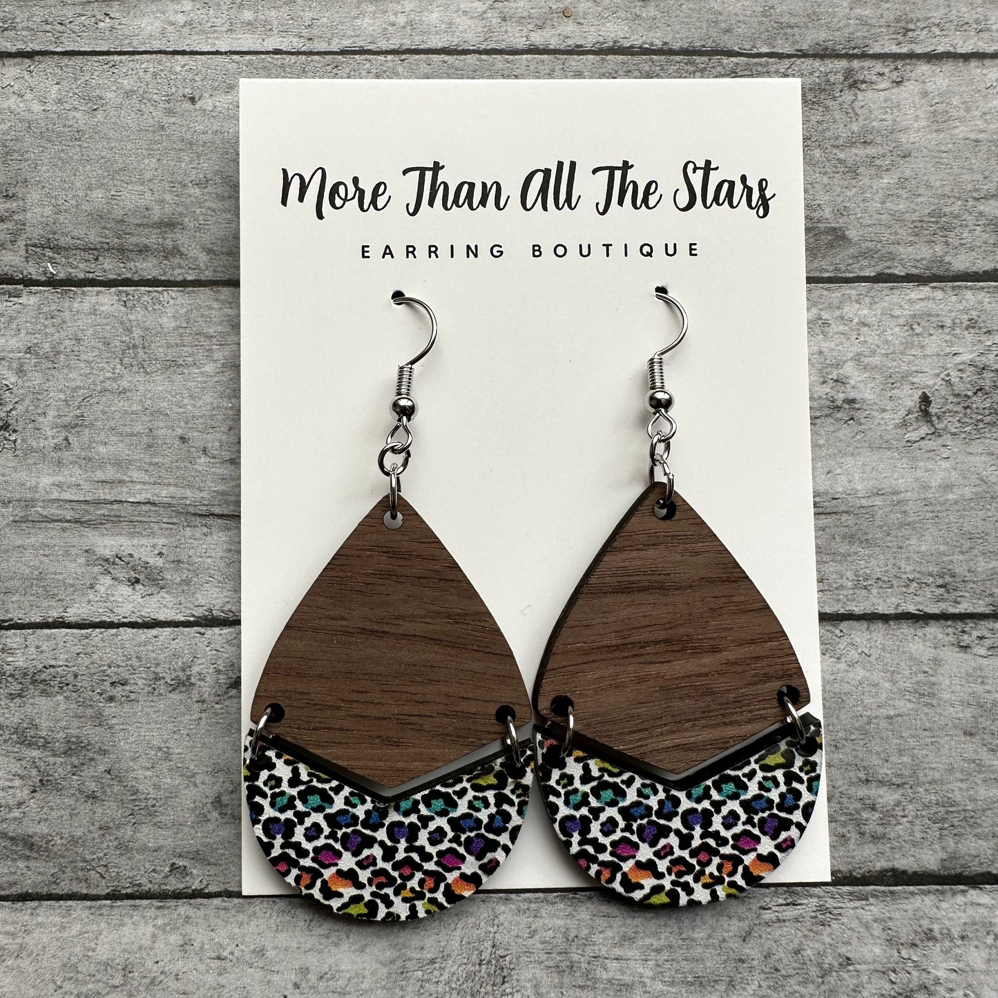 Colorful Leopard Split Teardrop Earrings