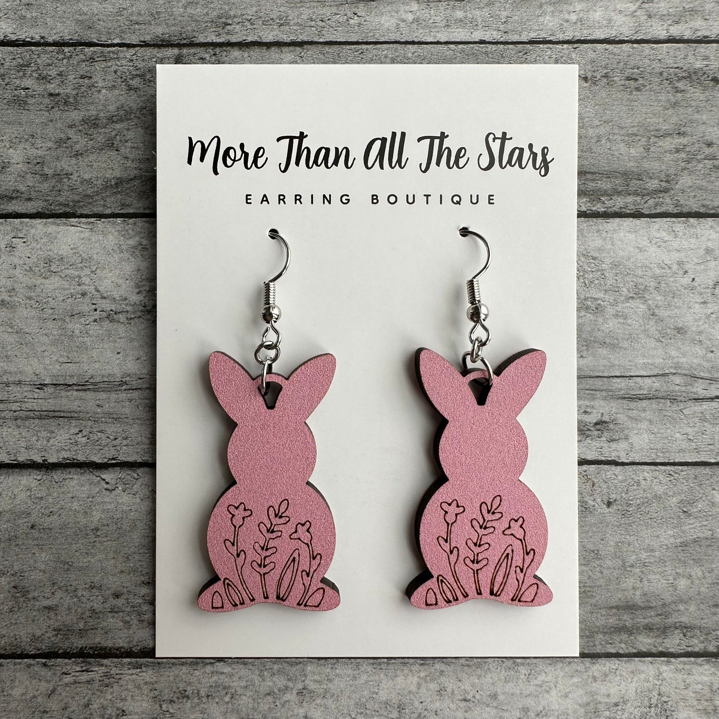 Easter Pink Floral Bunny Earrings
