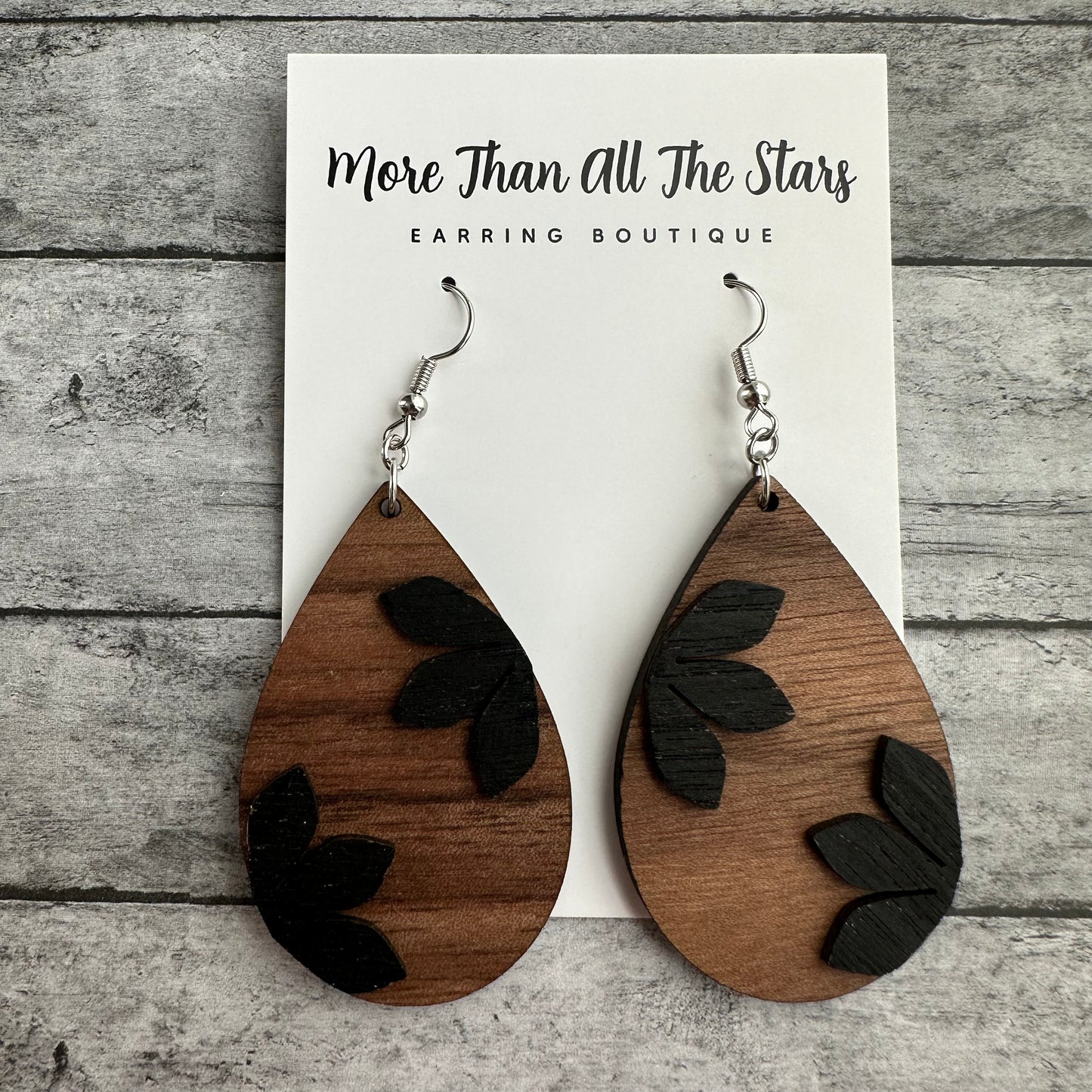 Dimensional Black Floral Earrings