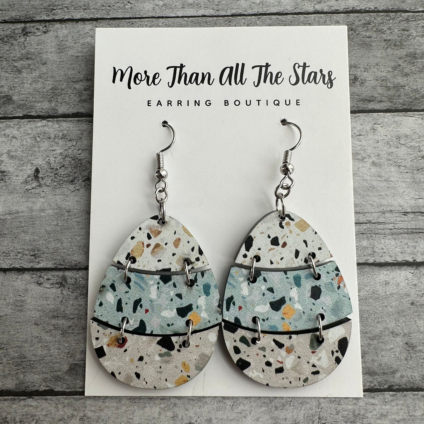 Easter Terrazzo 3 Layer Egg Earrings
