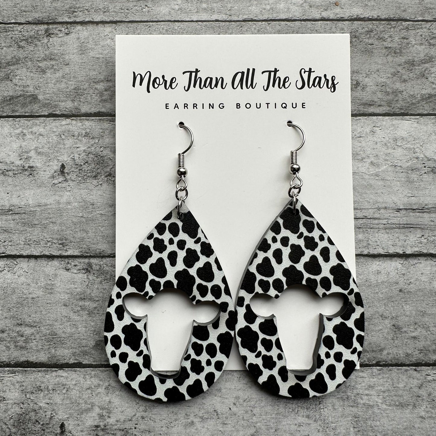 Cut Out Cow Earrings