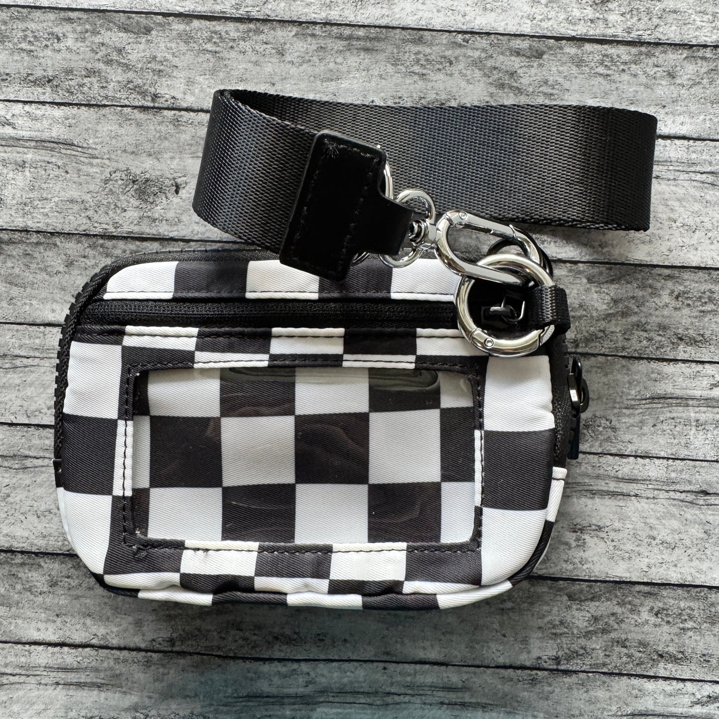 Black Check Wristlet Wallet