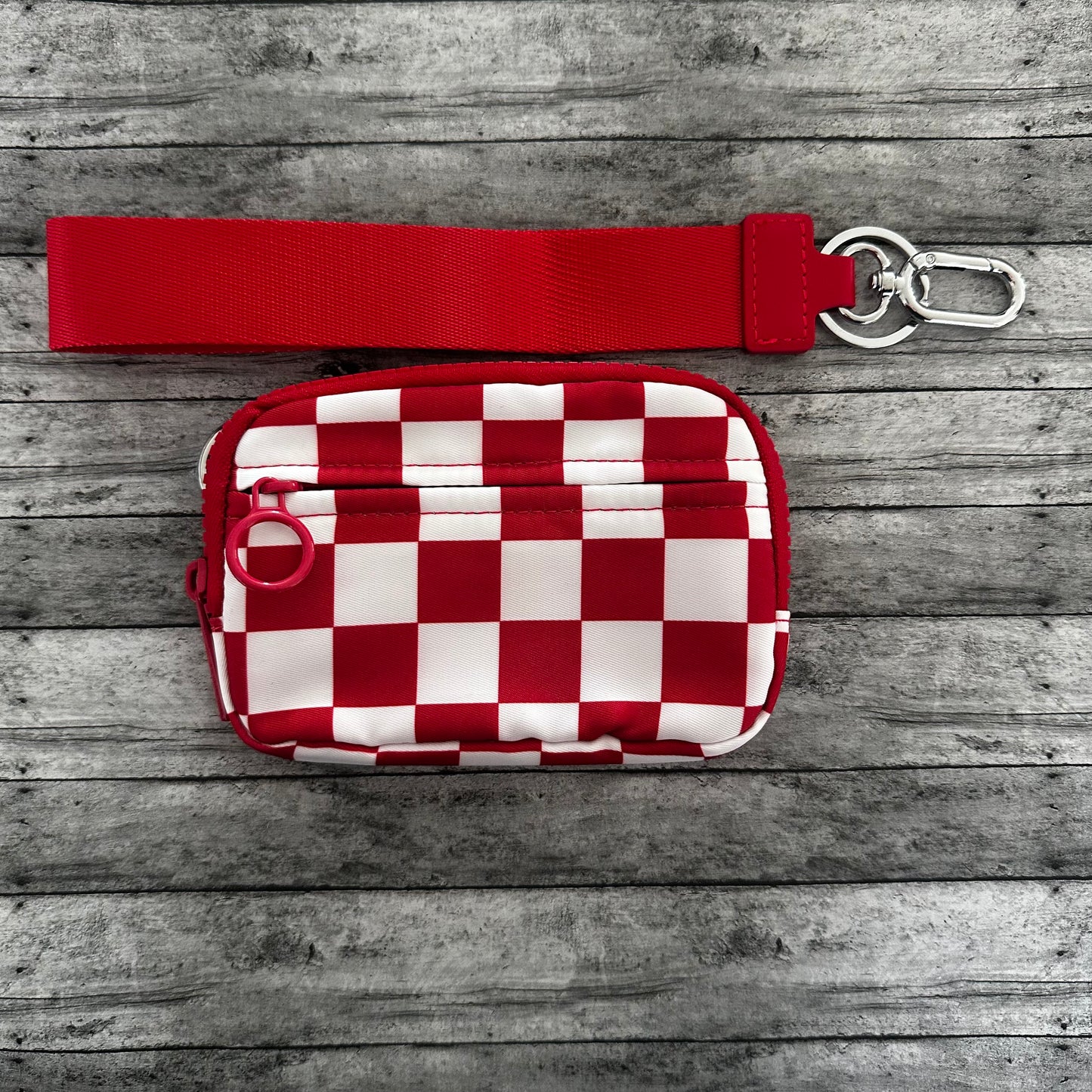 Red Check Wristlet Wallet