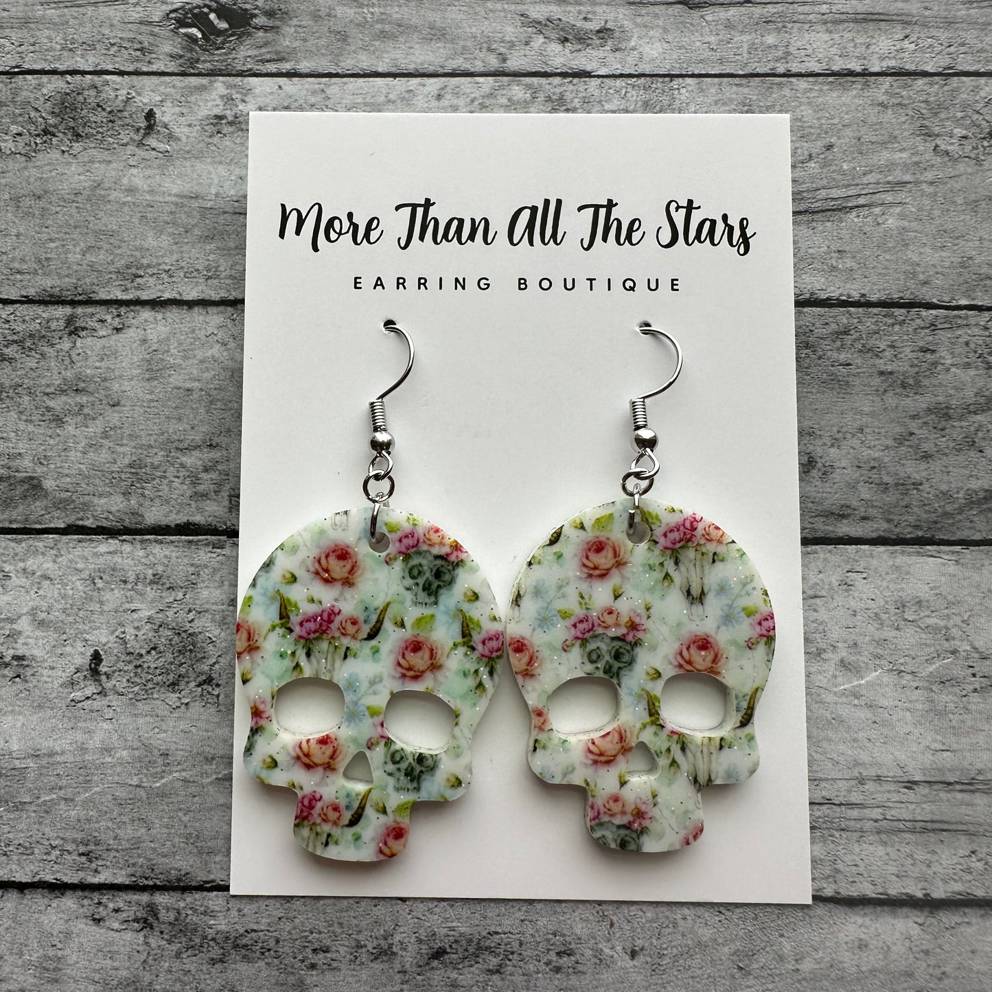 Floral Skull Earrings