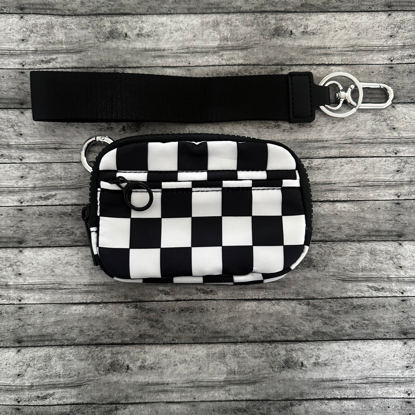 Black Check Wristlet Wallet