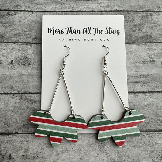 Christmas Stripe Half Petal Earrings