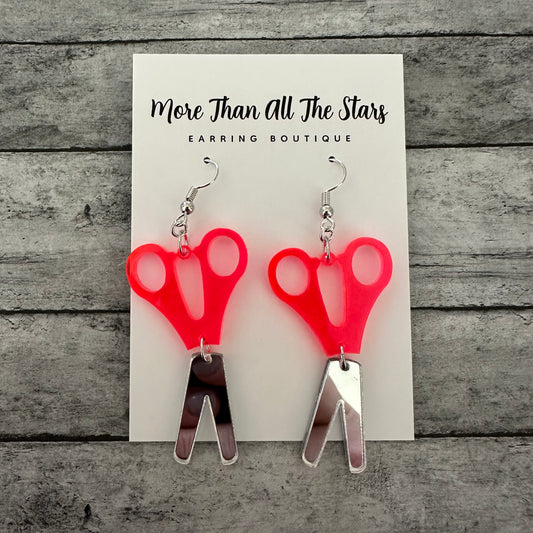 Hot Pink Scissor Earrings