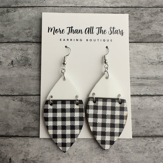 Black and White Plaid Earrings