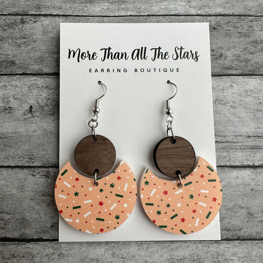 Christmas Sprinkle Crescent Circle Earrings