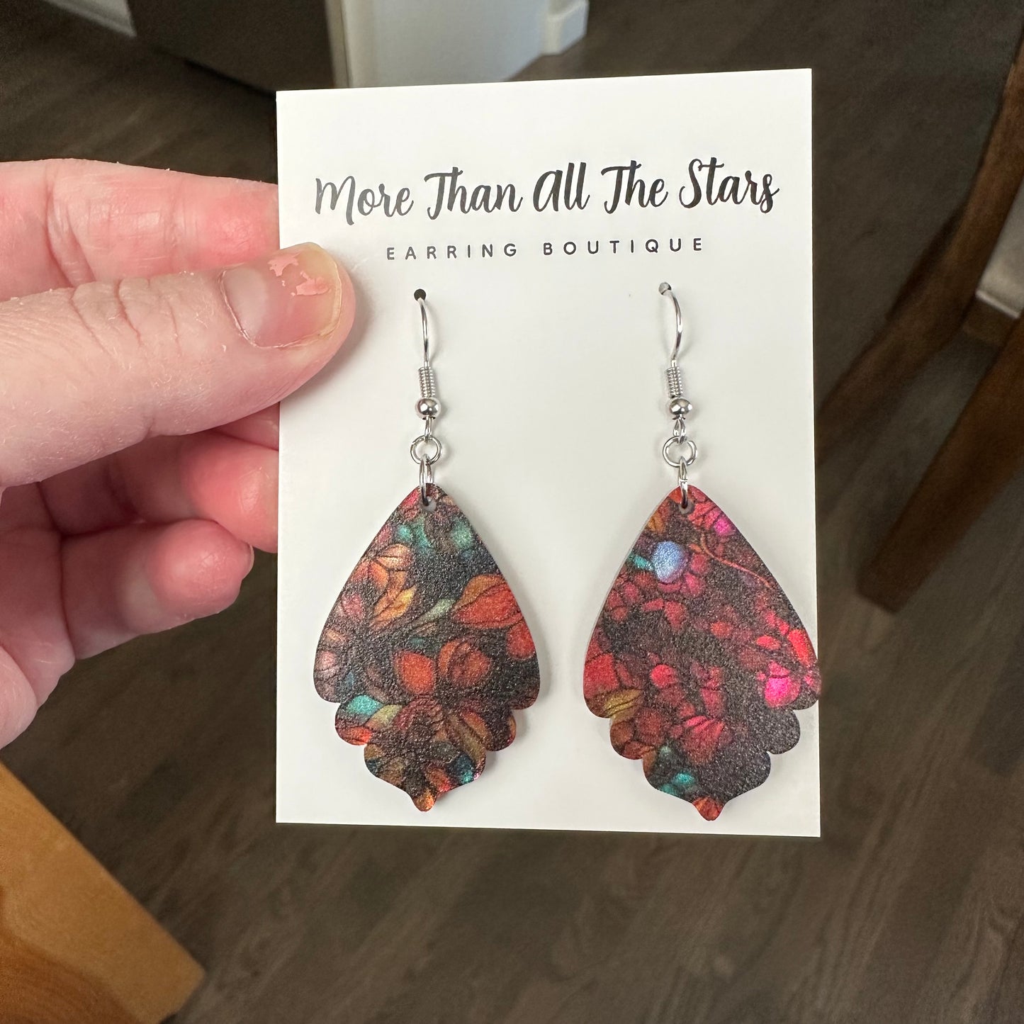 Bold Metallic Floral Ruffle Teardrop Earrings