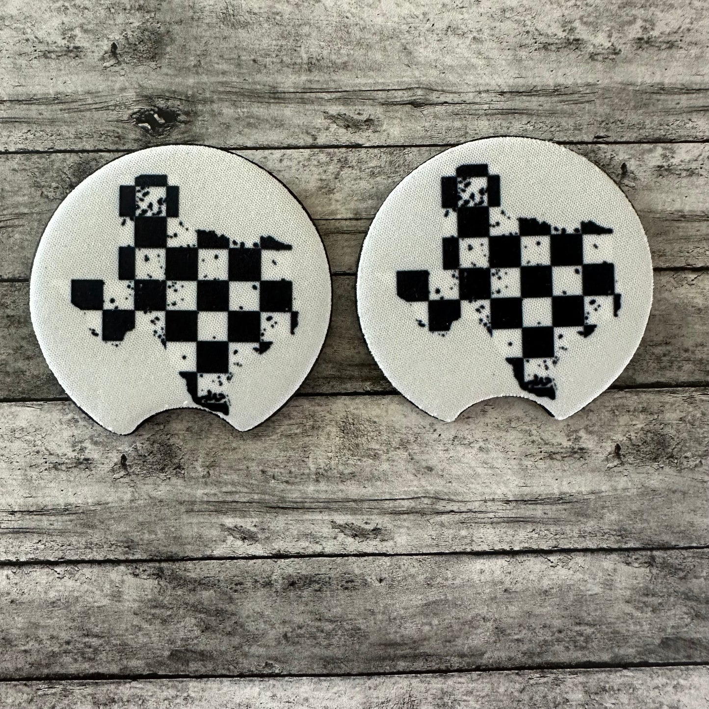 Checkered Texas Neoprene Car Coaster
