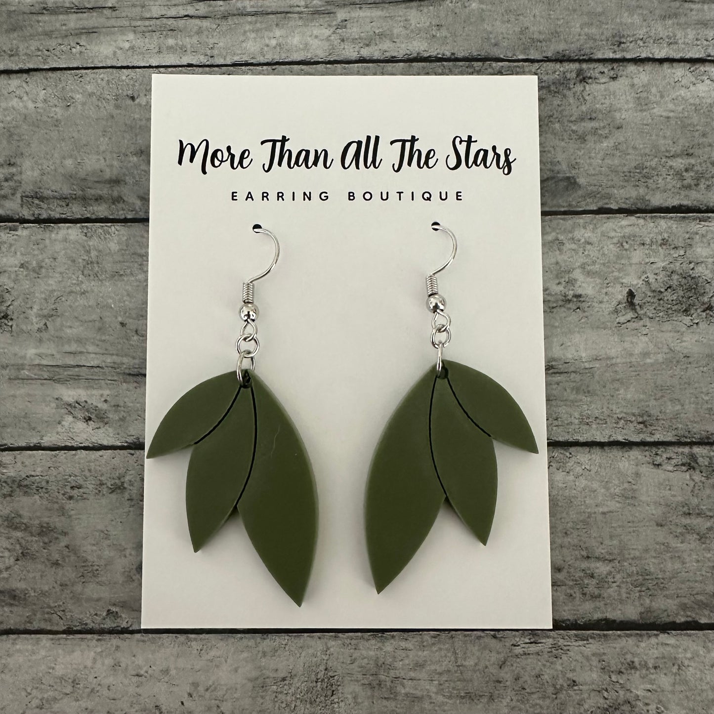 Olive Split Leaf Earrings