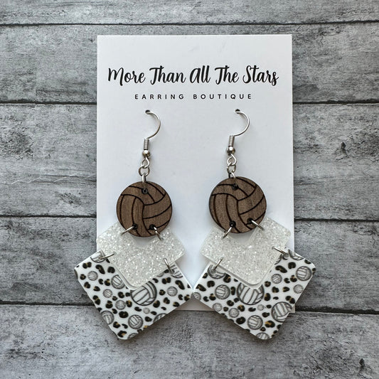 Volleyball 3 Layer Earrings