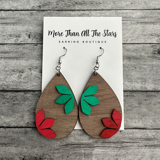 Dimensional Christmas Floral Earrings