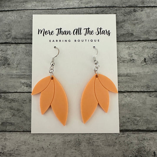 Orange Split Leaf Earrings