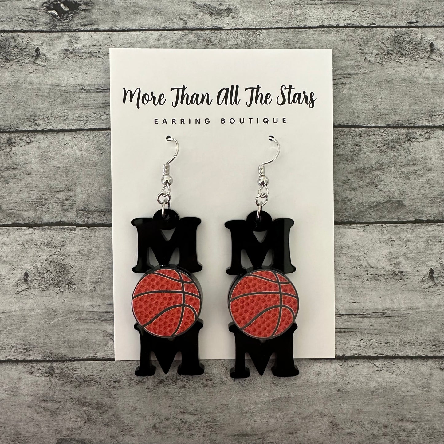 Basketball Mom Black Earrings