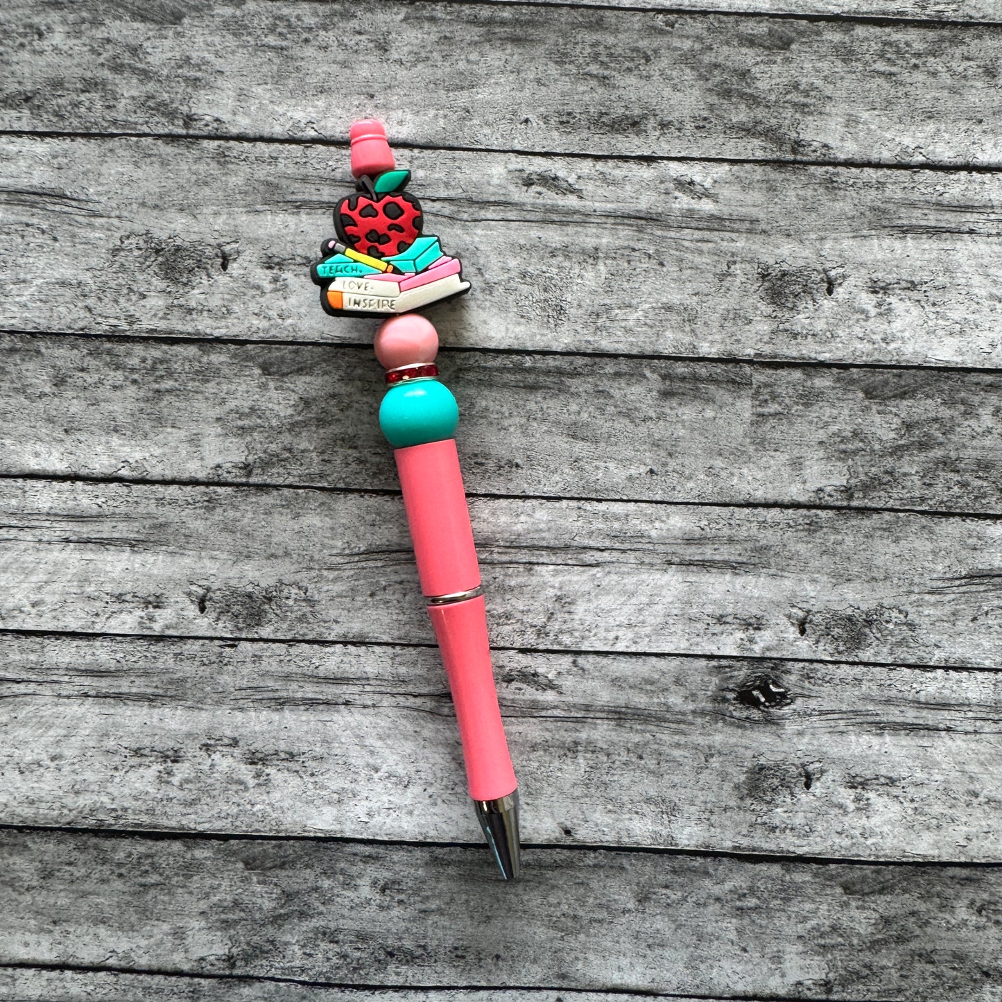 Apple And Books Beaded Pen
