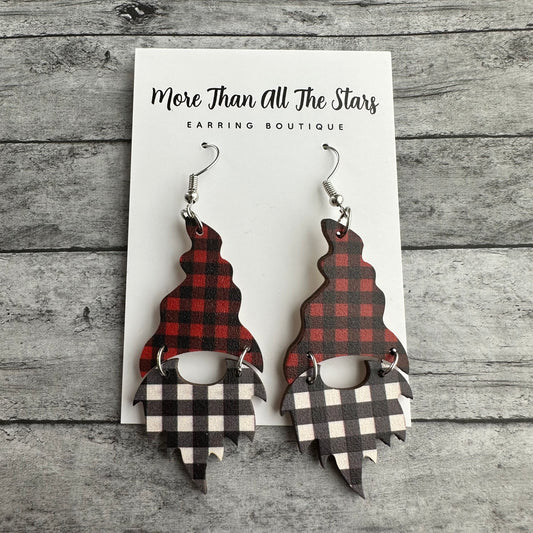 Plaid Gnome Earrings