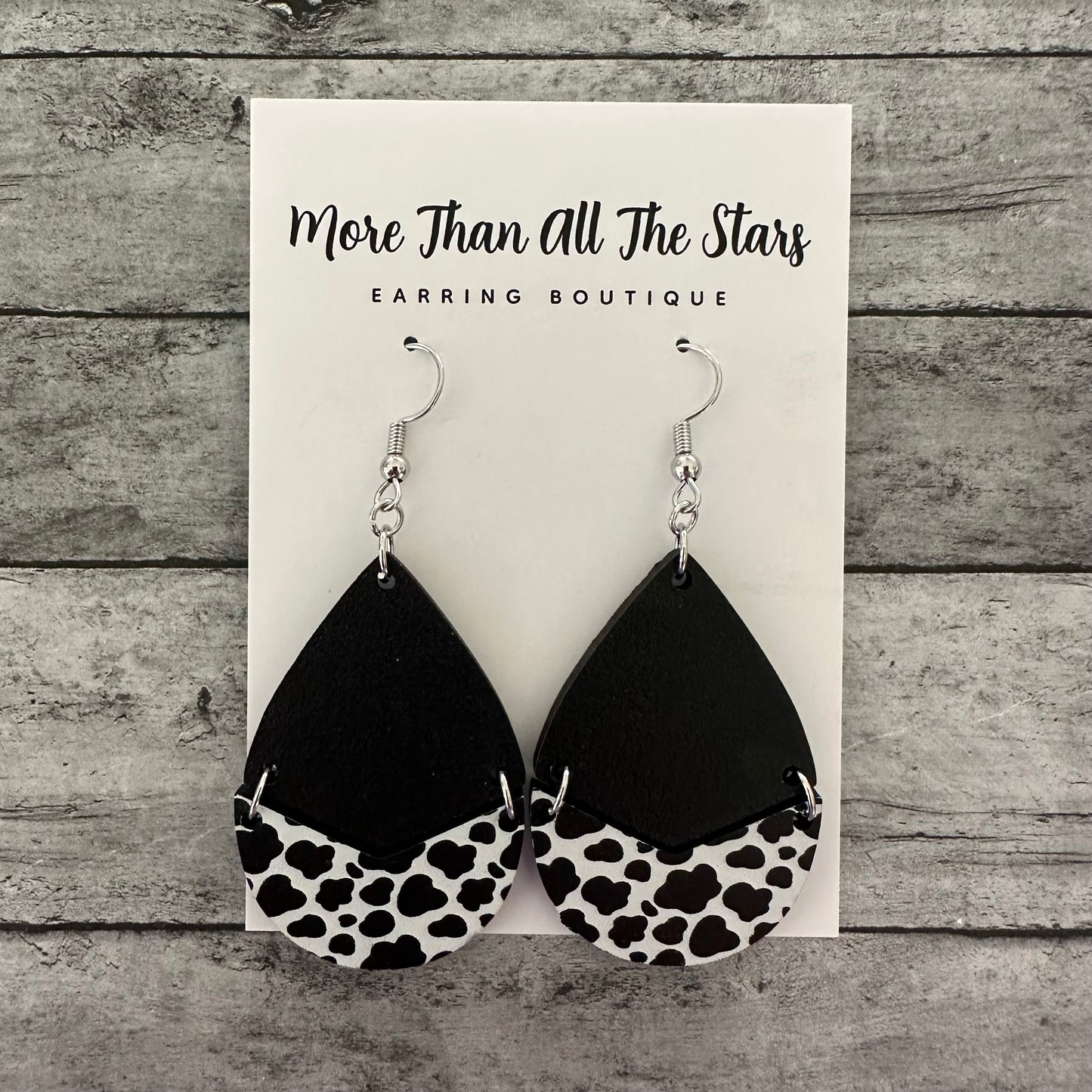 Cow Spot Split Teardrop Earrings