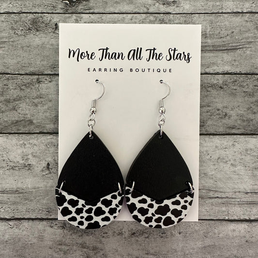 Cow Spot Split Teardrop Earrings