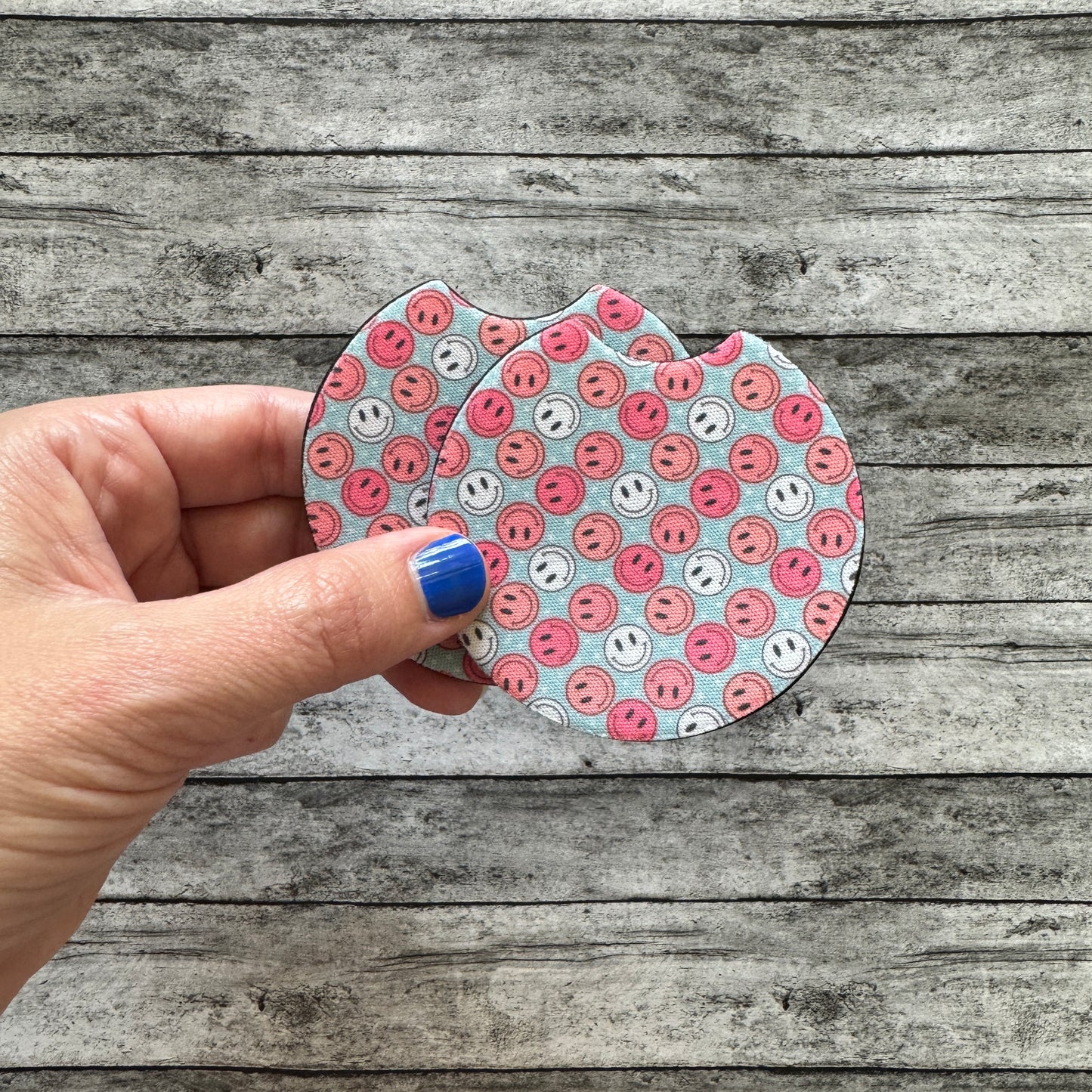 Multi Smiley Face Neoprene Car Coaster