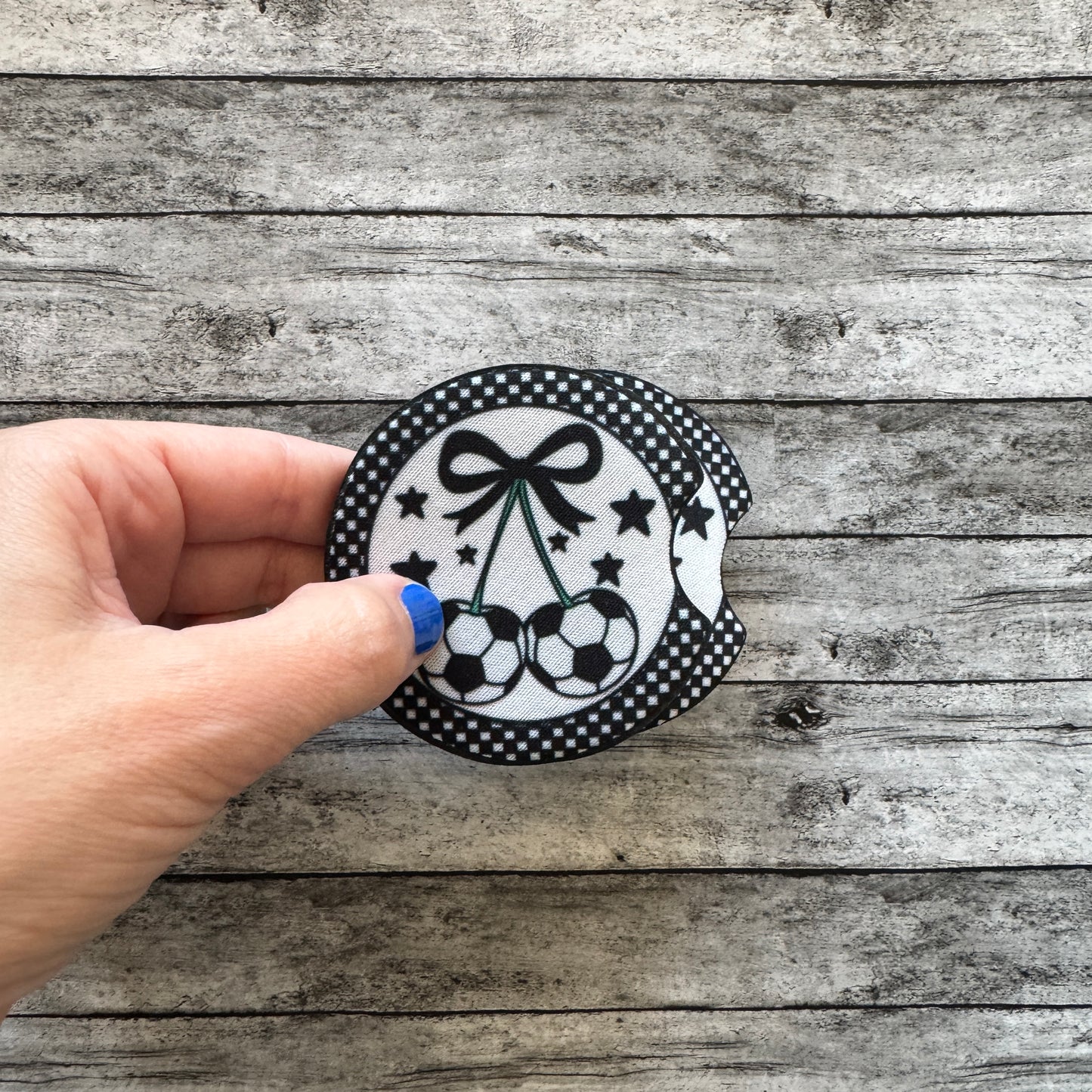 Soccer Cherries Neoprene Car Coaster