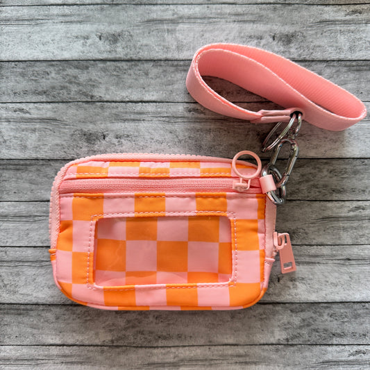 Pink And Orange Check Wristlet Wallet