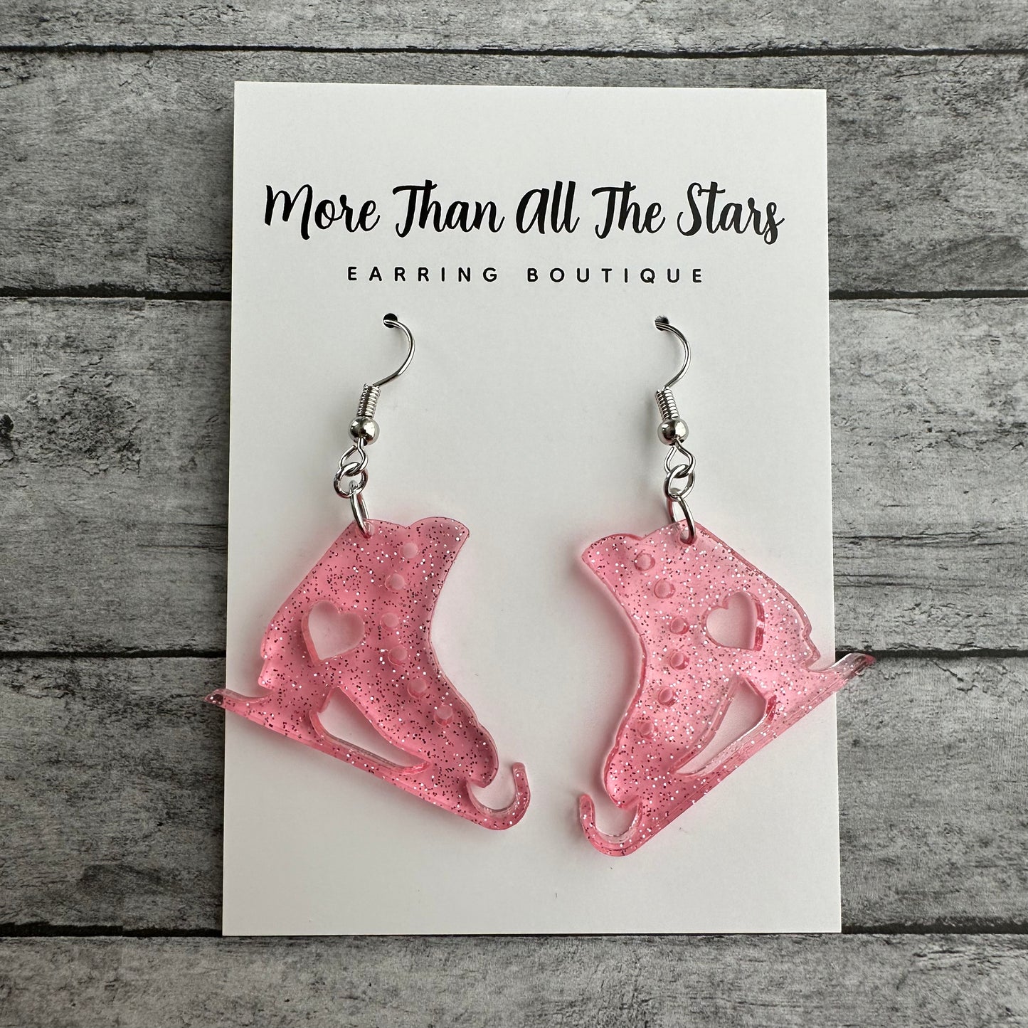 Pink Ice Skate Earrings