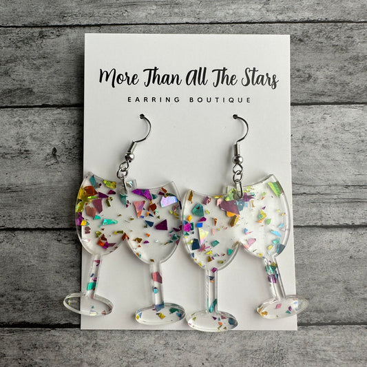 Confetti Wine Glass Earrings