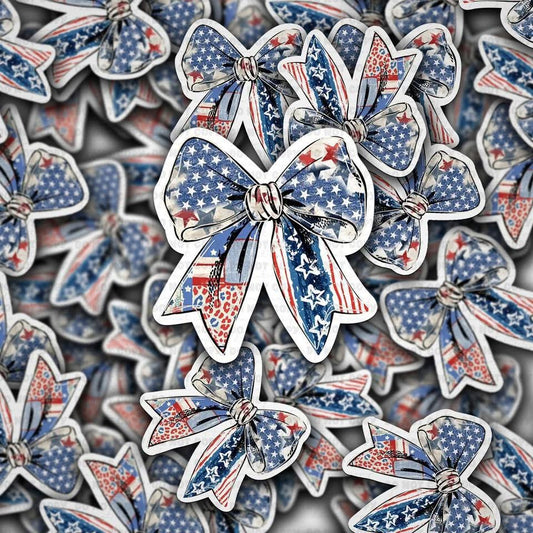 American Flag Bow Sticker