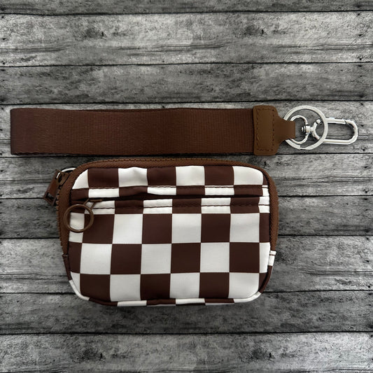 Brown Check Wristlet Wallet