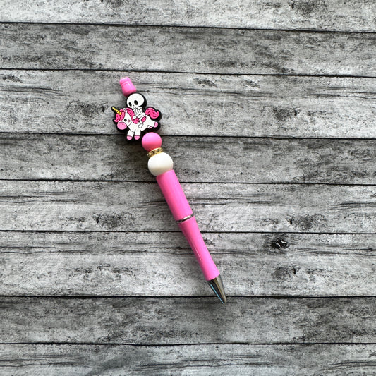 Skeleton And Unicorn Beaded Pen