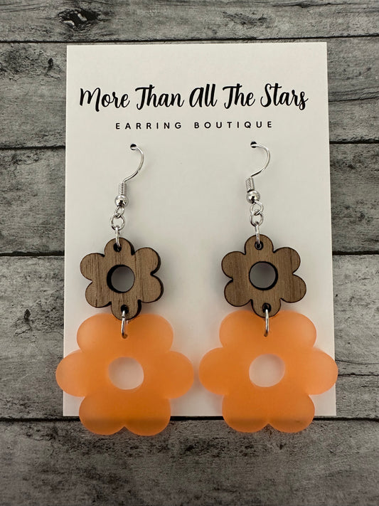 Orange Flower Earrings