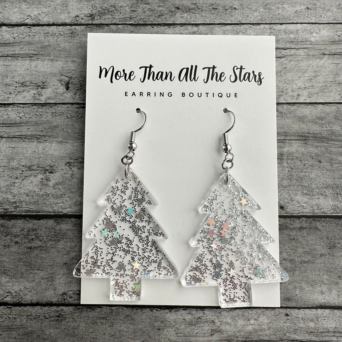 Glitter Star Tree Earrings