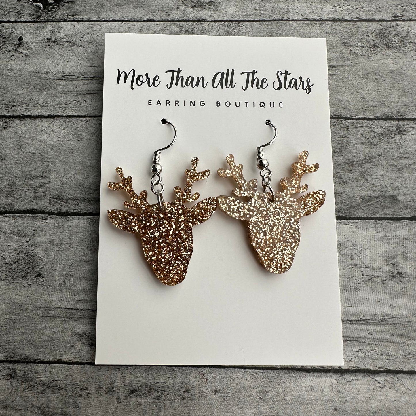 Topaz Glitter Reindeer Earrings