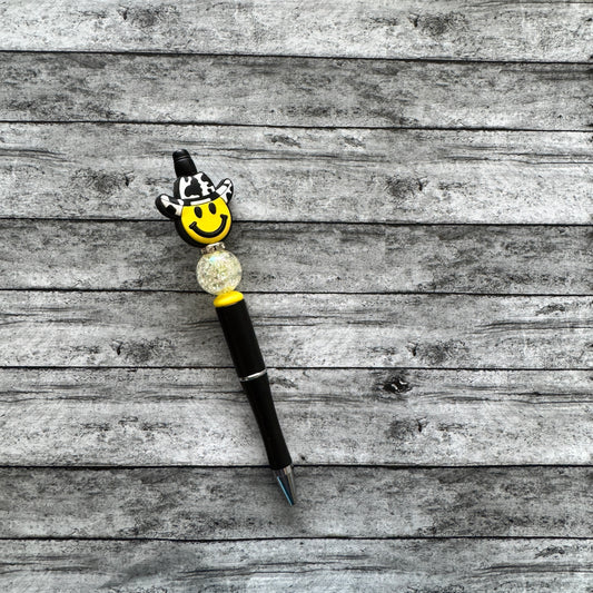 Cowboy Smiley Face Beaded Pen