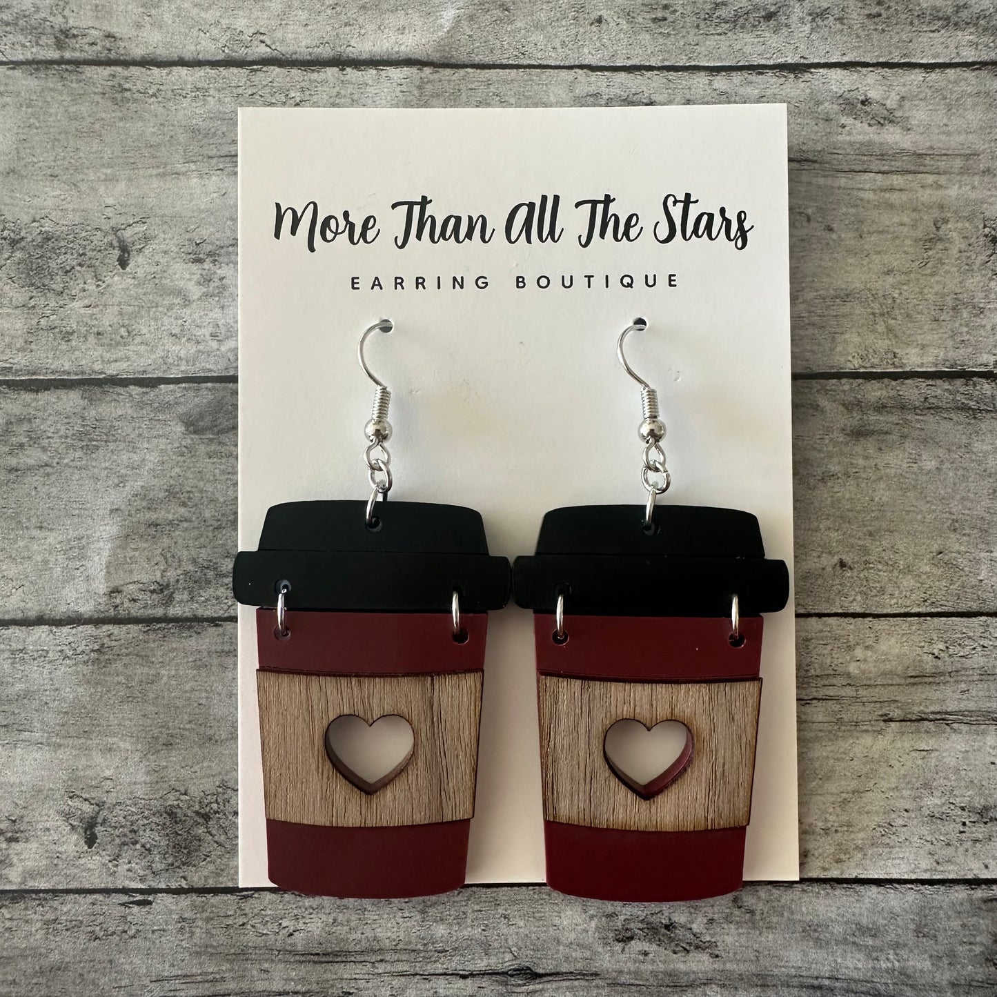 Burgundy Coffee Cup Earrings