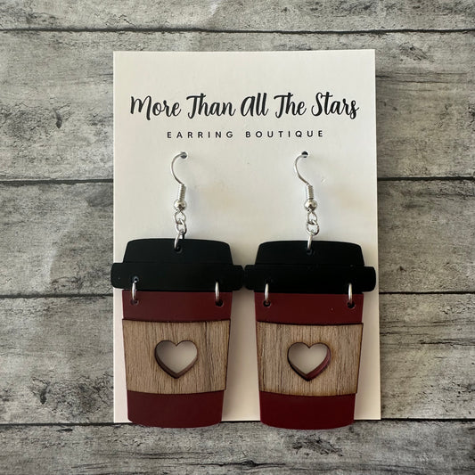 Burgundy Coffee Cup Earrings