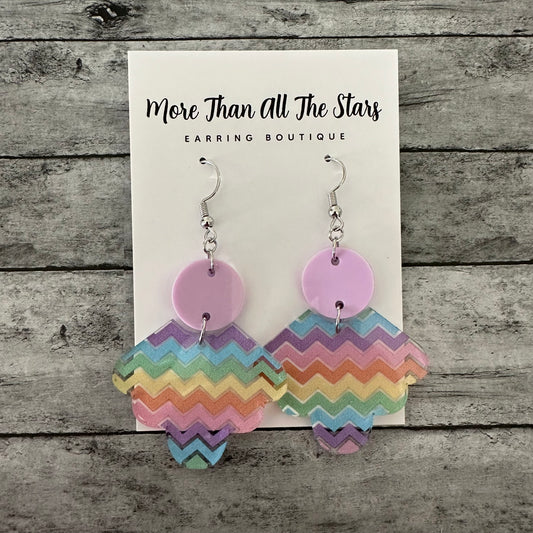 Rainbow Chevron Ruffle Earrings