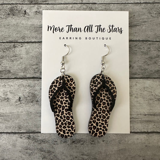 Leopard Flip Flop Earrings