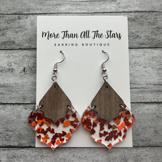 Orange Heart Earrings