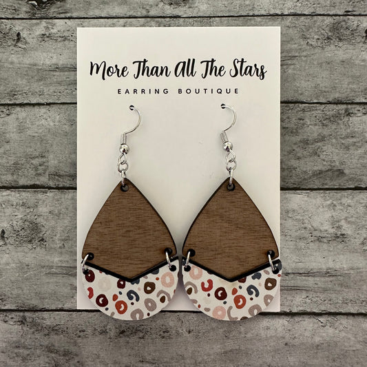 Neutral Leopard Split Teardrop Earrings