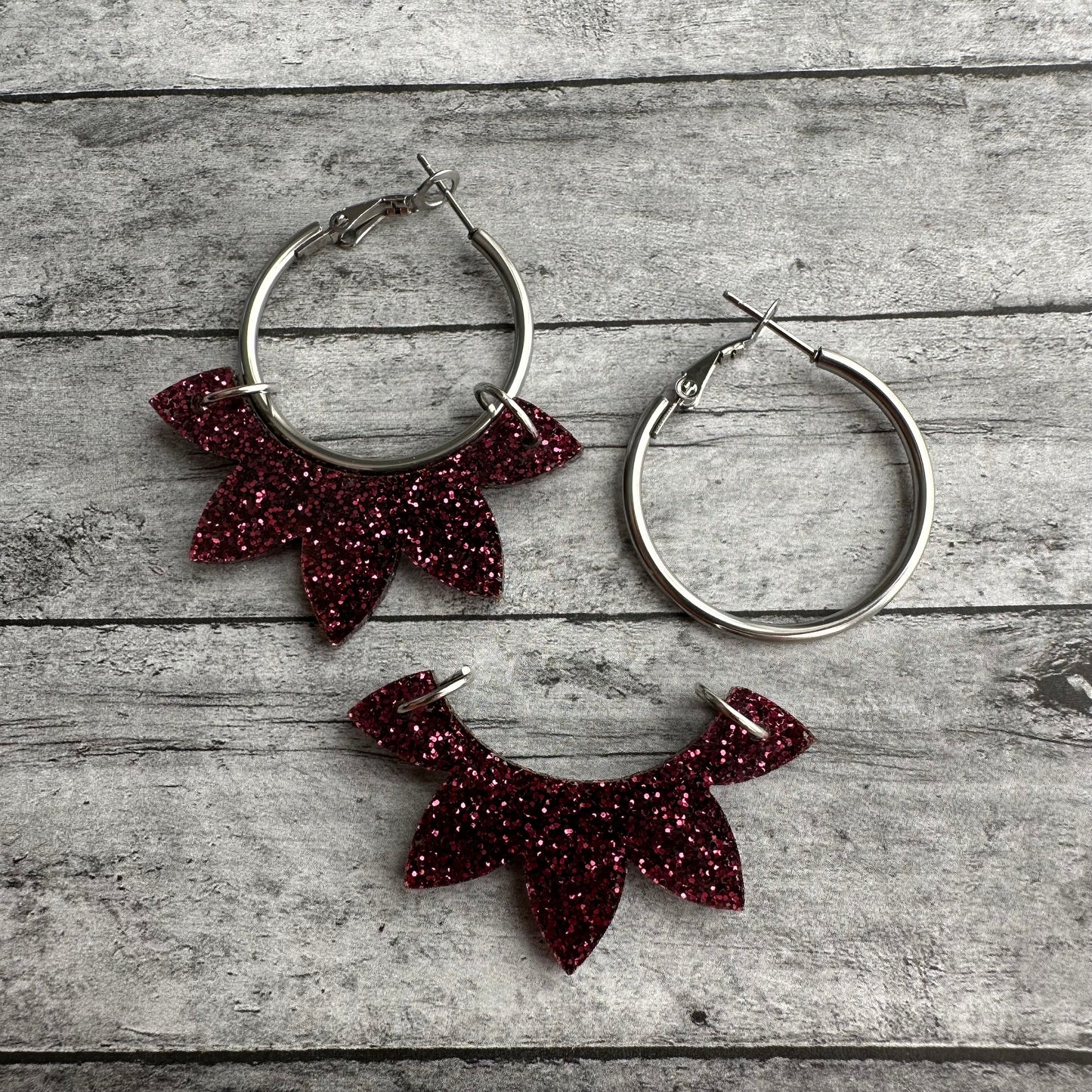 Burgundy Glitter Interchangeable Hoop