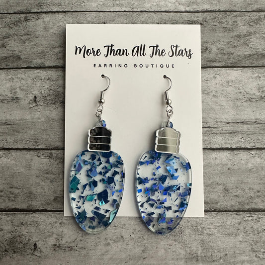 Blue Flake Lightbulb Earrings