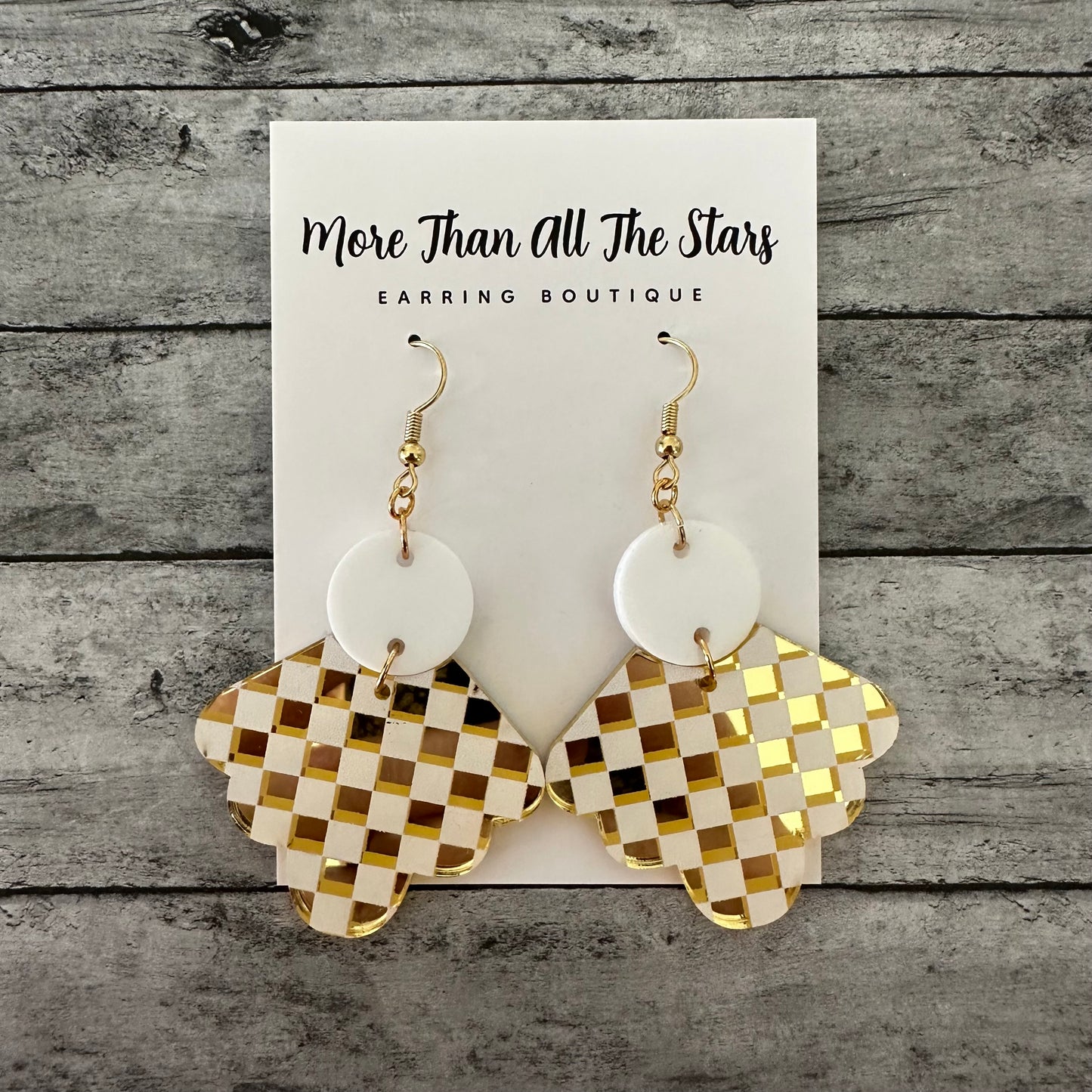 Gold Checkered Ruffle Earrings